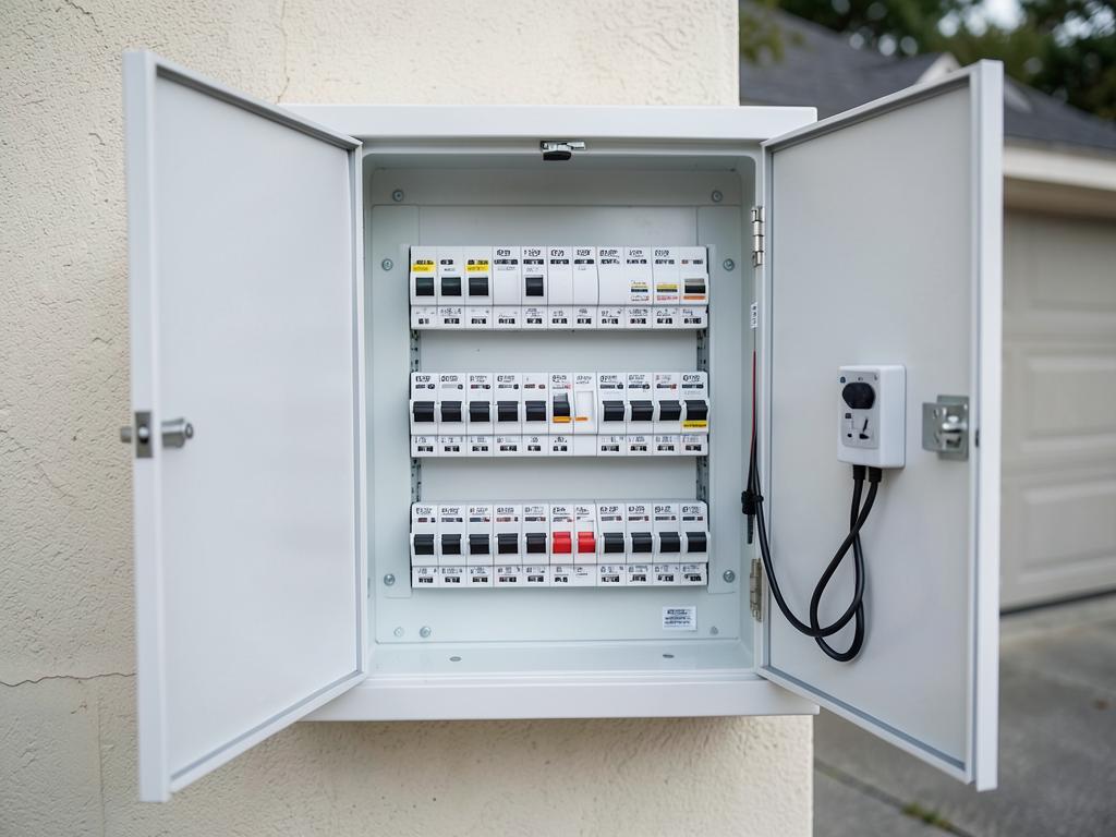 New clean breaker panel with a dedicated EV charger breaker after the upgrade